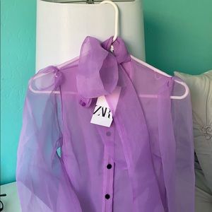 Liliac BRAND NEW Zara ButtonUp Organza Blouse